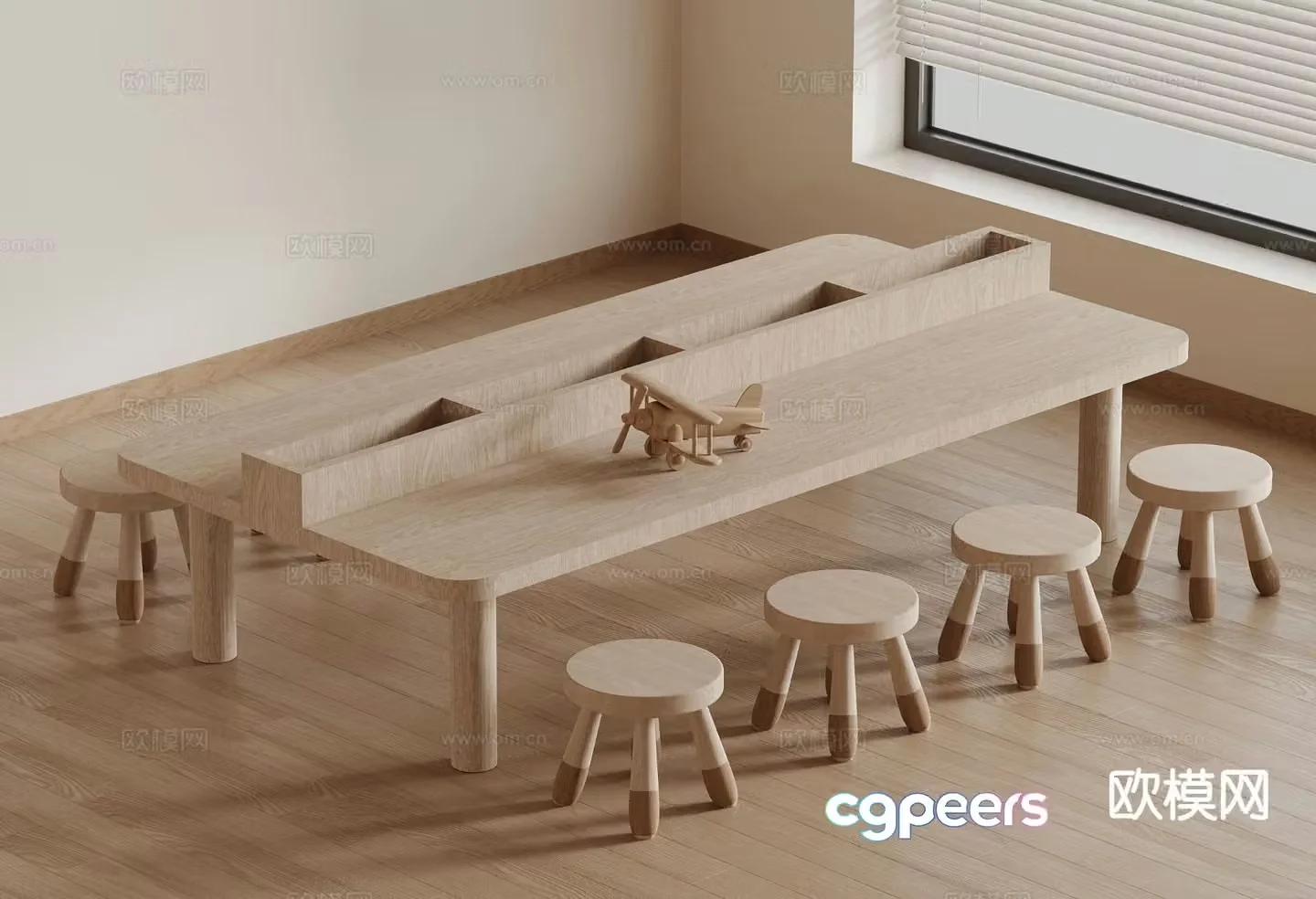 Modern handicraft workshop solid wood tables and chairs handmade table 3D model