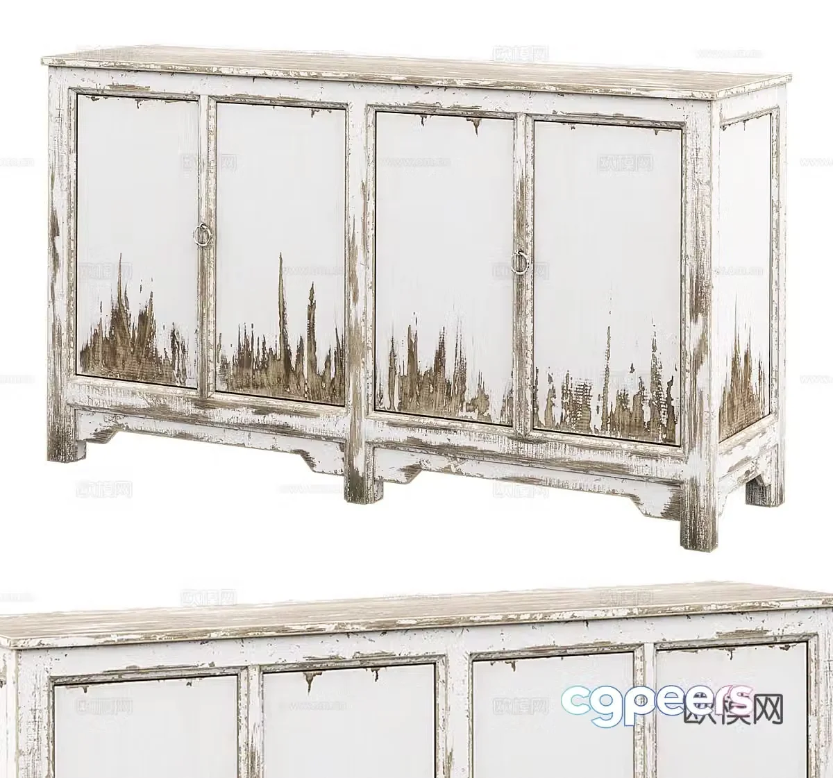 New Chinese style entrance cabinet medieval side cabinet old wooden side cabinet old wooden TV cabinet 3D model