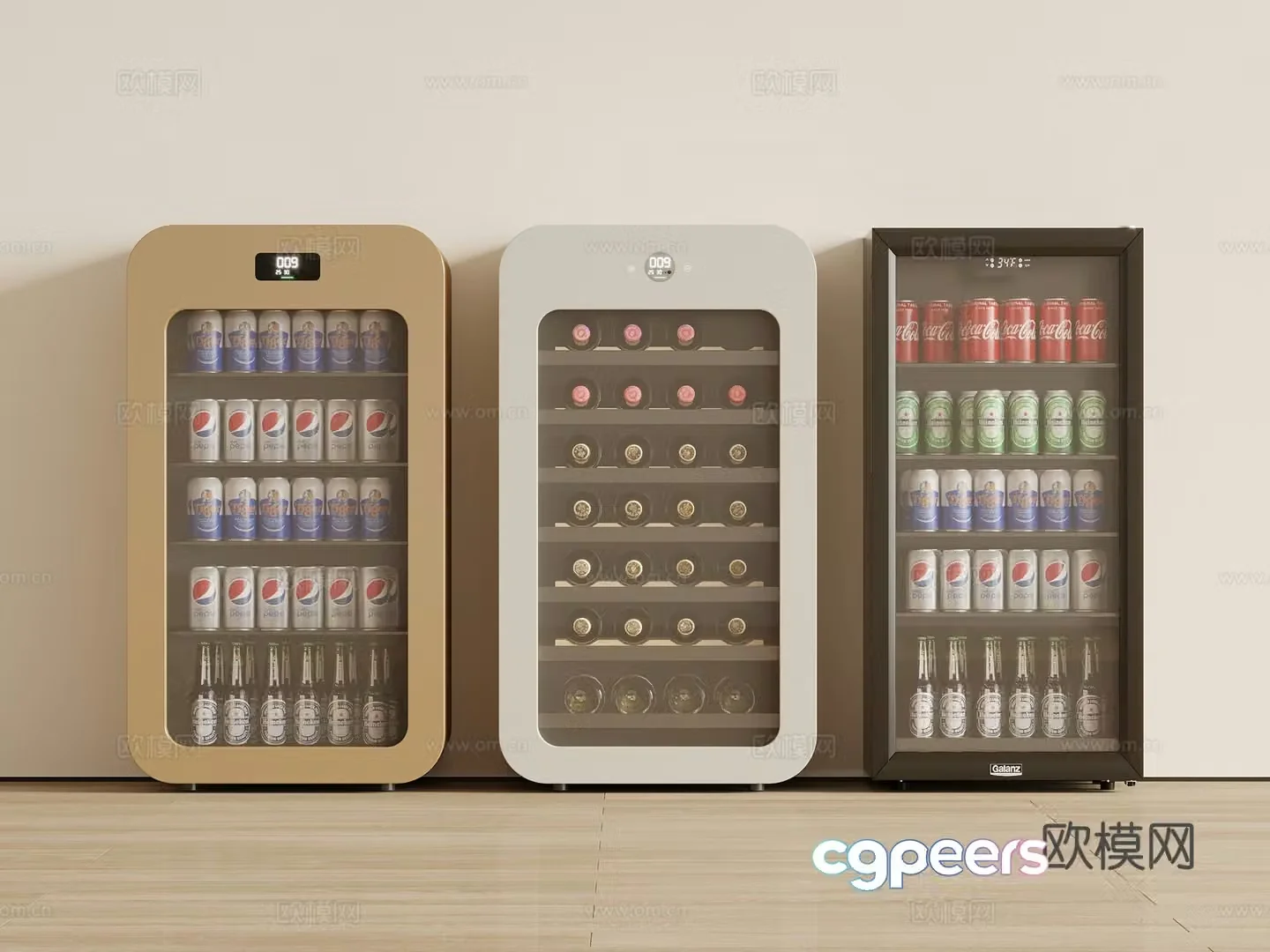 Modern refrigerator freezer beverage cabinet 3d model
