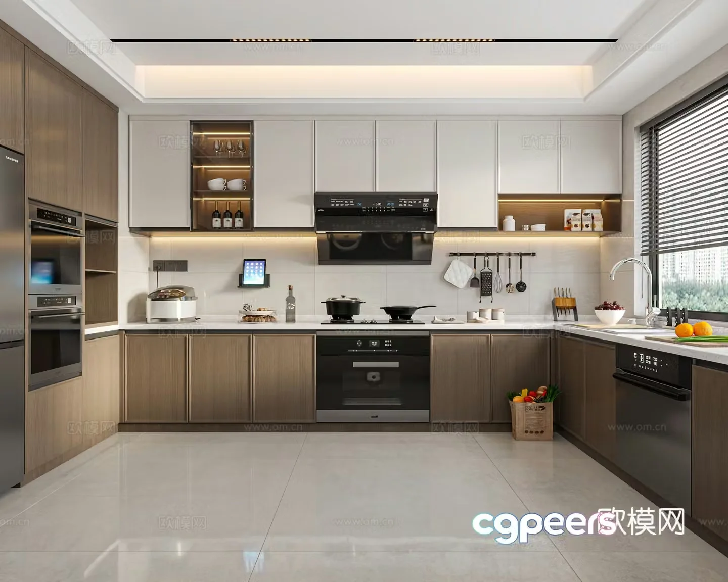 Modern medieval closed kitchen kitchen kitchen utensils cabinets kitchen supplies appliances stove 3d model