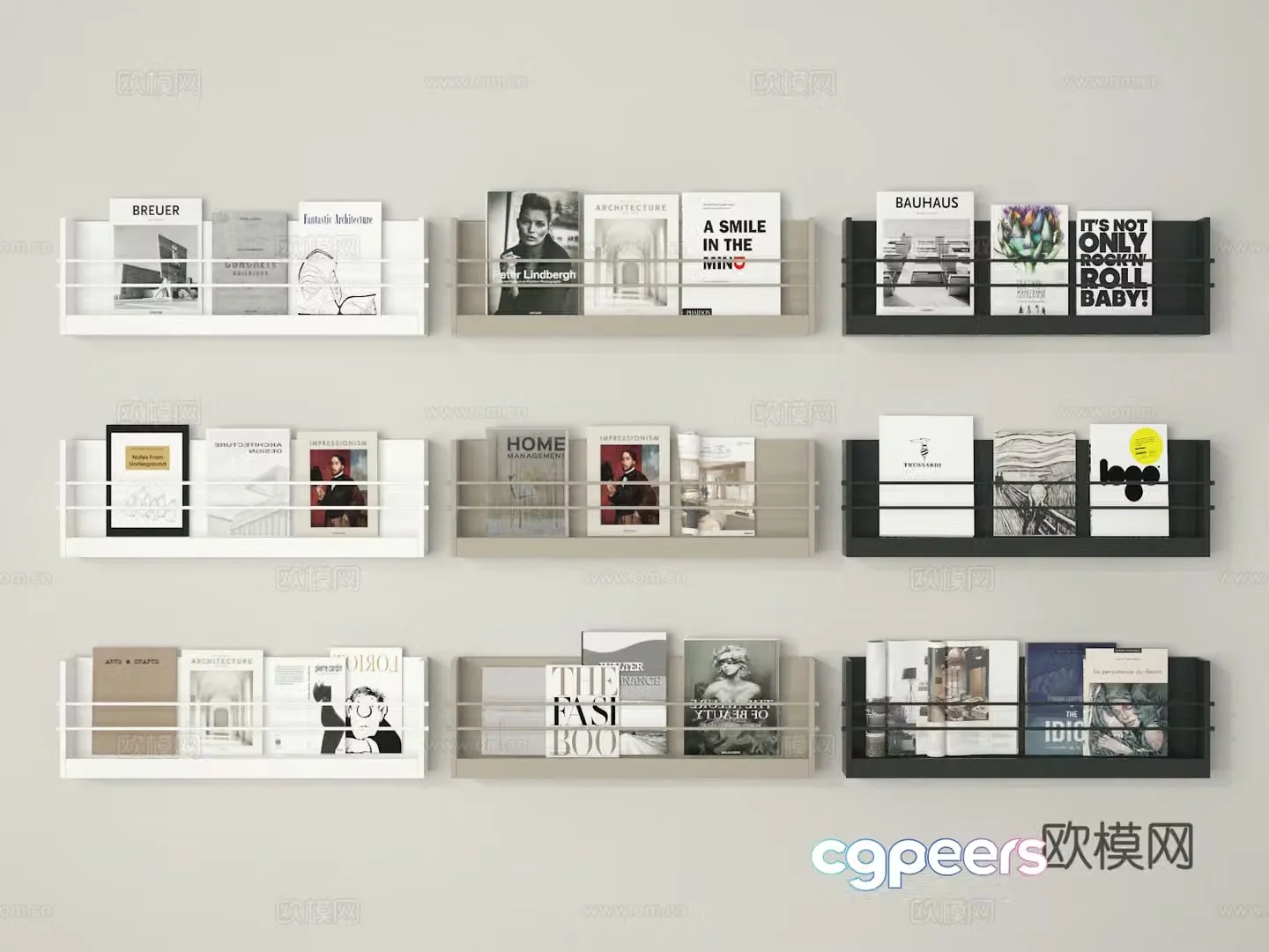Book Magazine Wall-mounted Magazine Rack 3D Model