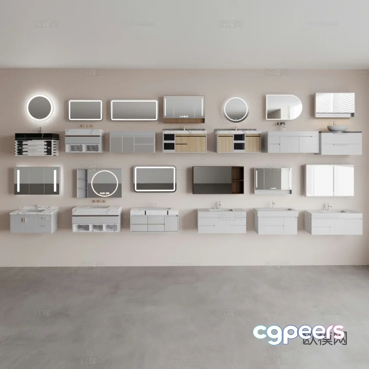 Bathroom cabinet combination 3D model