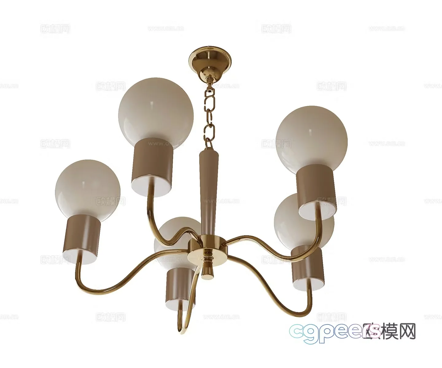 French multi-head chandelier 3d model