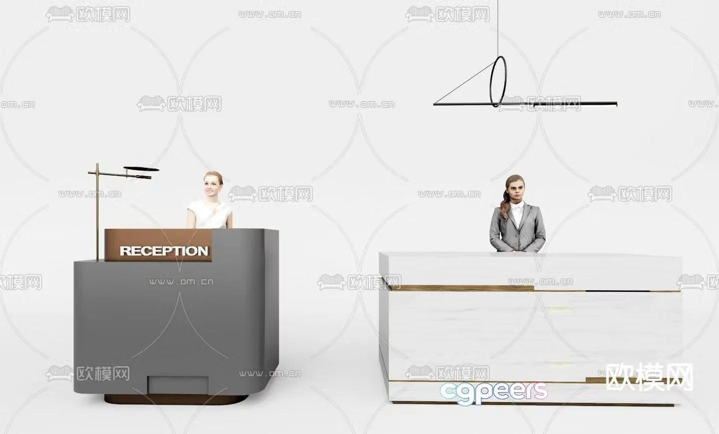 Modern front desk reception desk 3d model