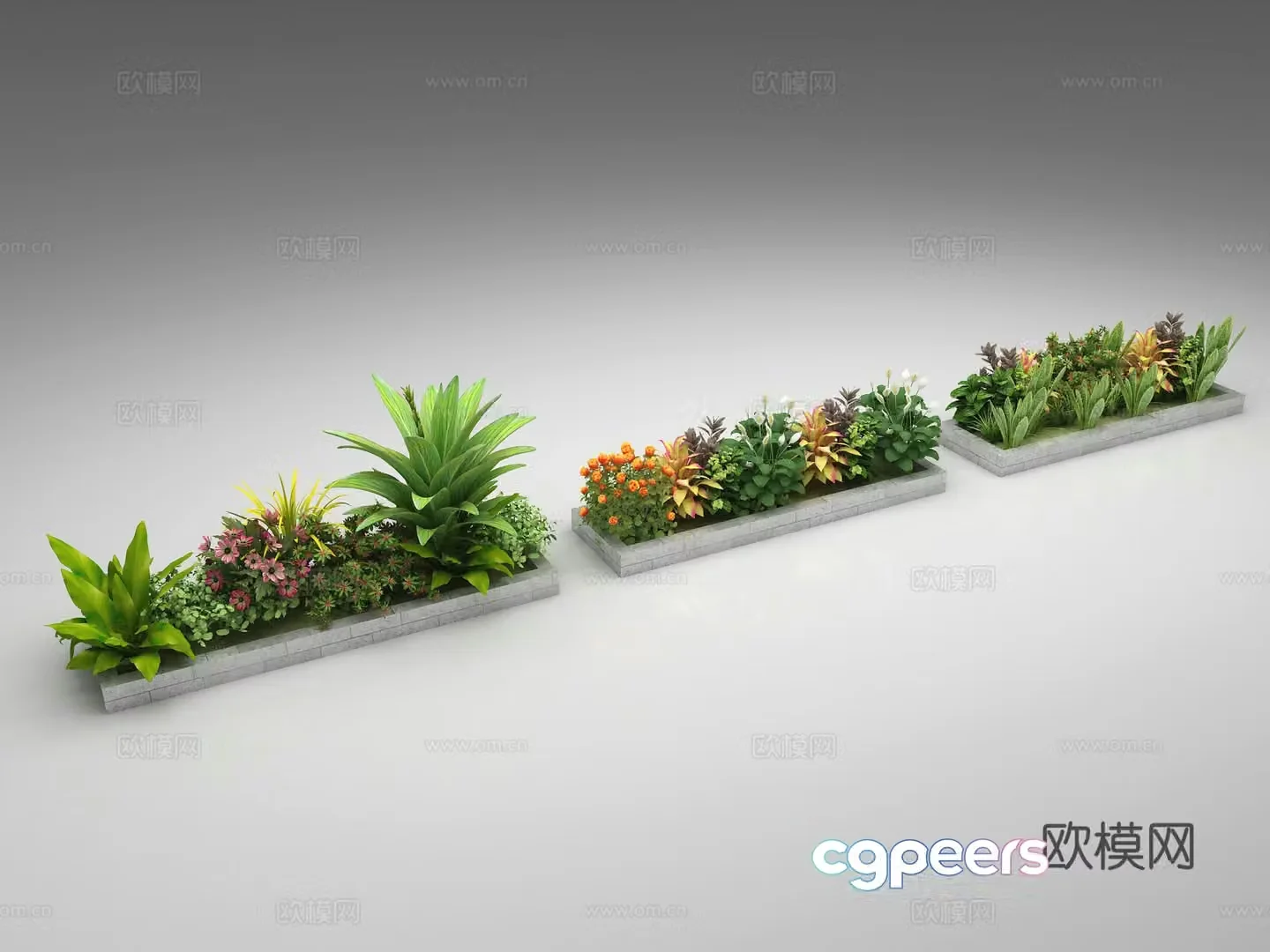 Outdoor flower bed gardening sketch flower pond 3d model