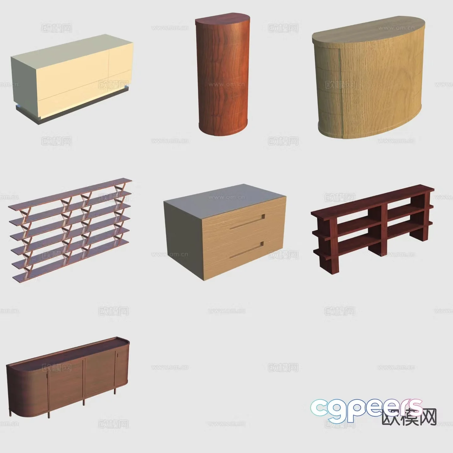 Medieval style storage rack side cabinet 3D model
