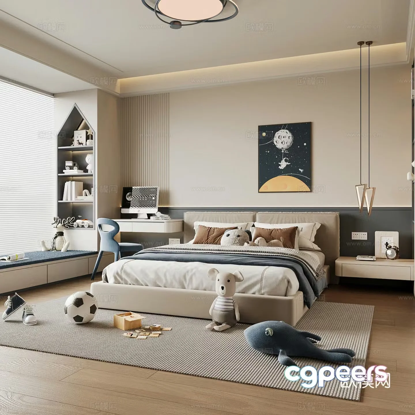 Modern children’s room boy’s room 3d model