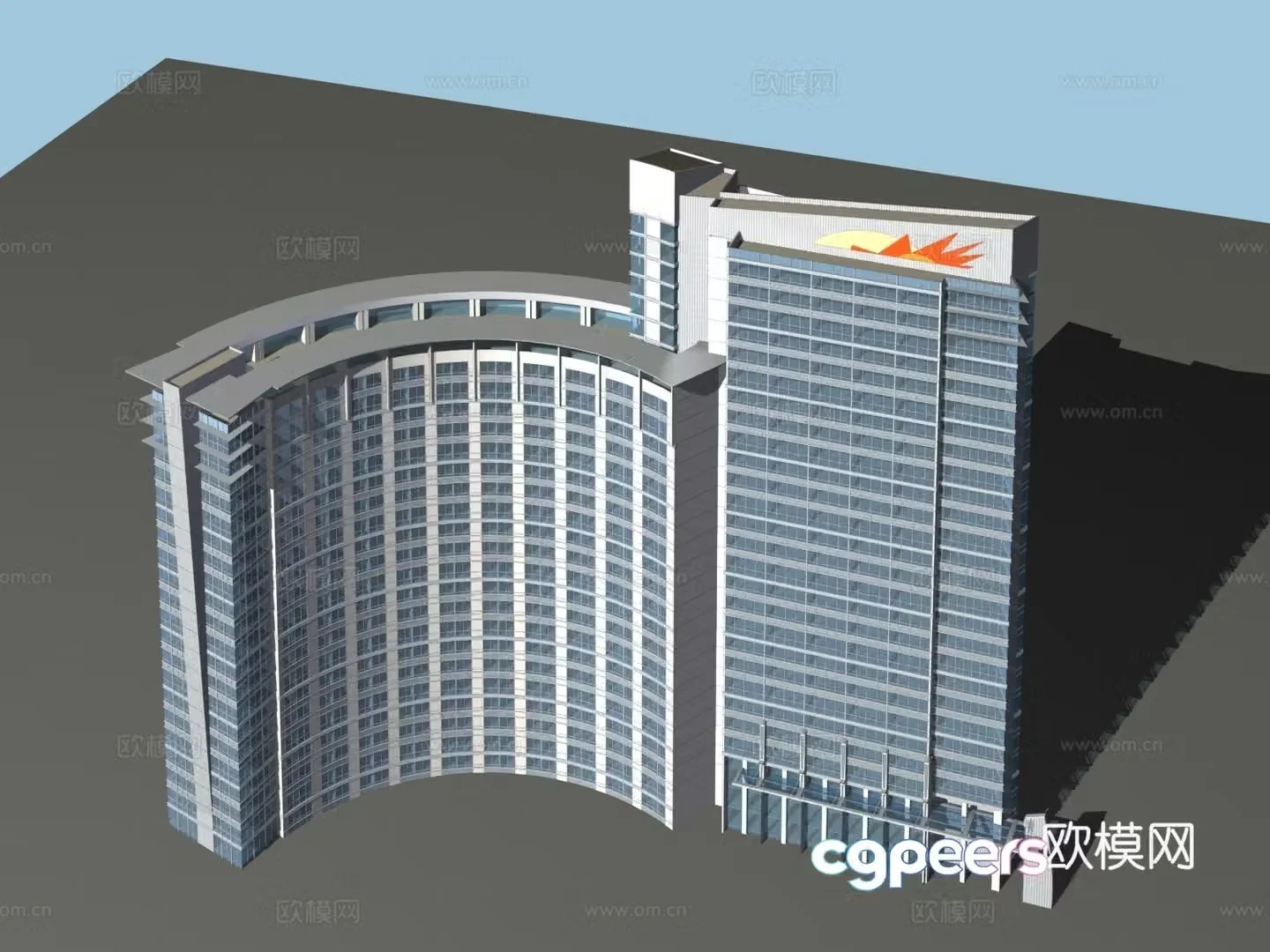 Multi-story public building building exterior 3D model