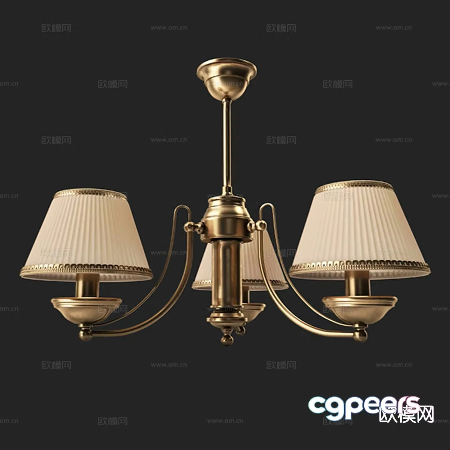 European style multi-head chandelier 3d model