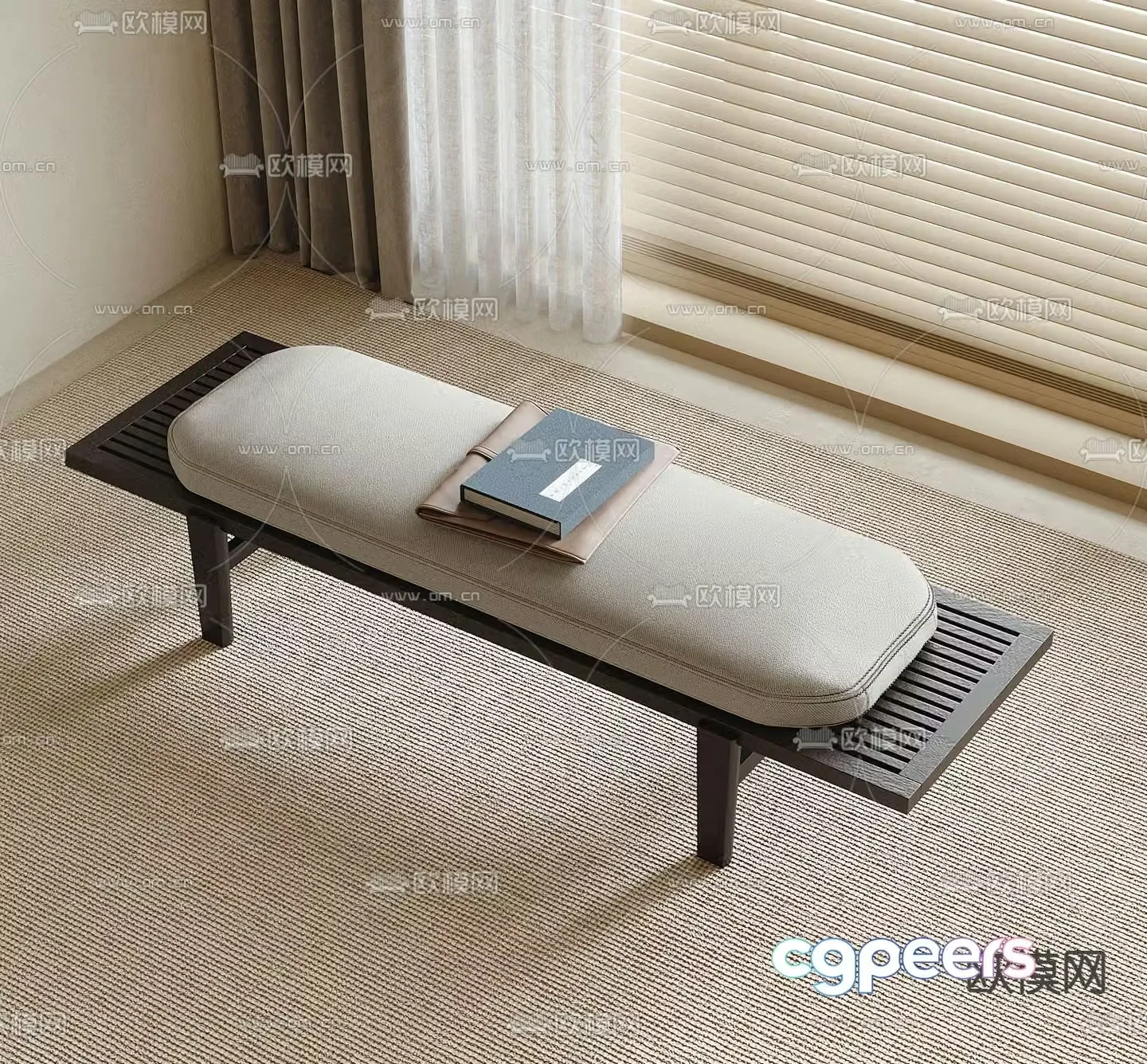 Medieval style bedside stool footrest 3D model