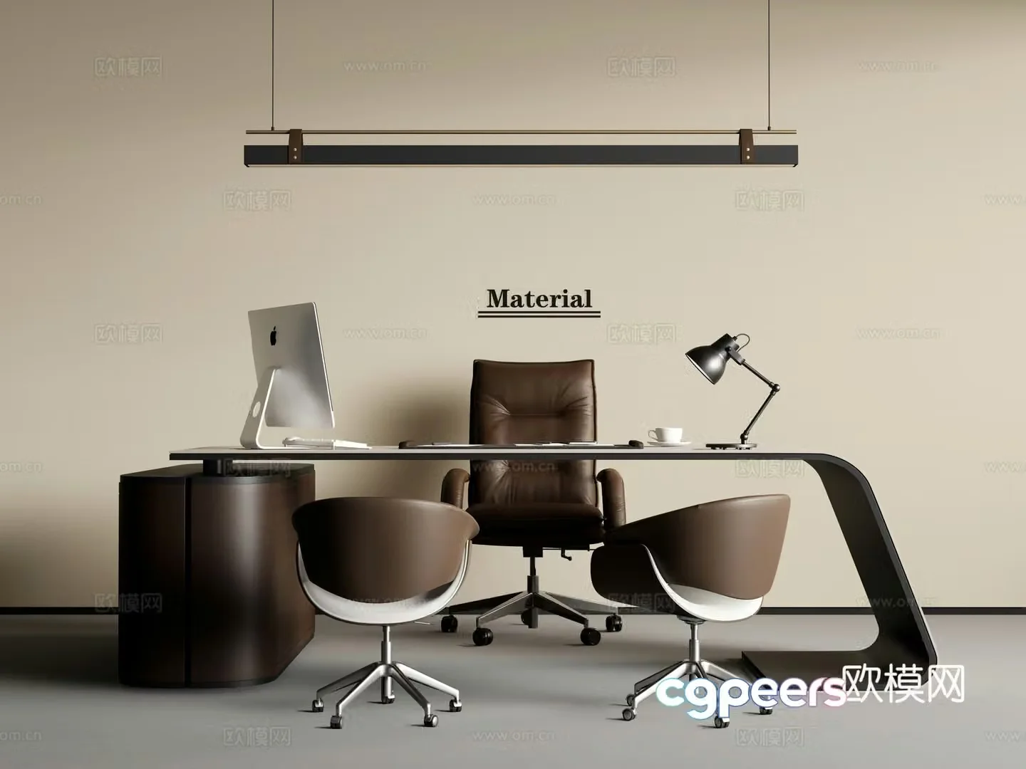 Italian style office desk desk boss desk 3d model
