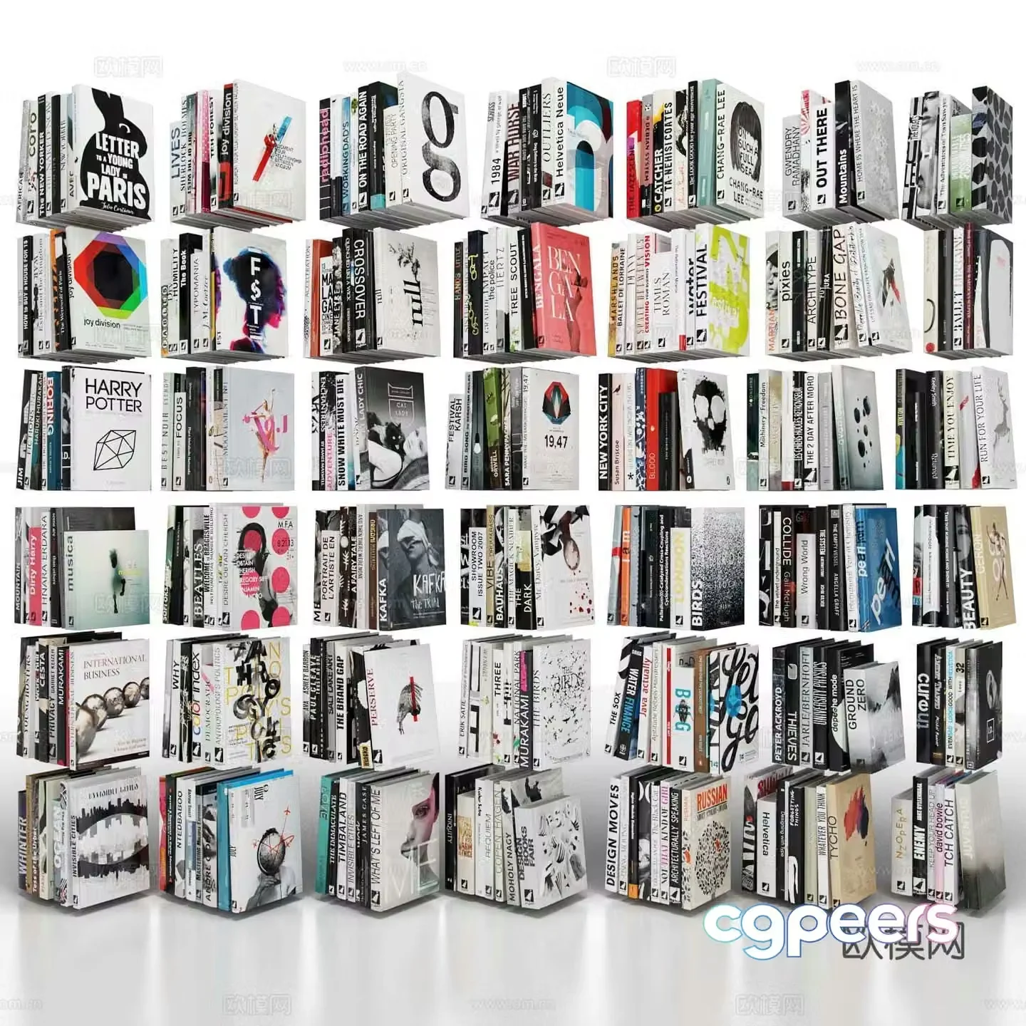 books books stack 3d model