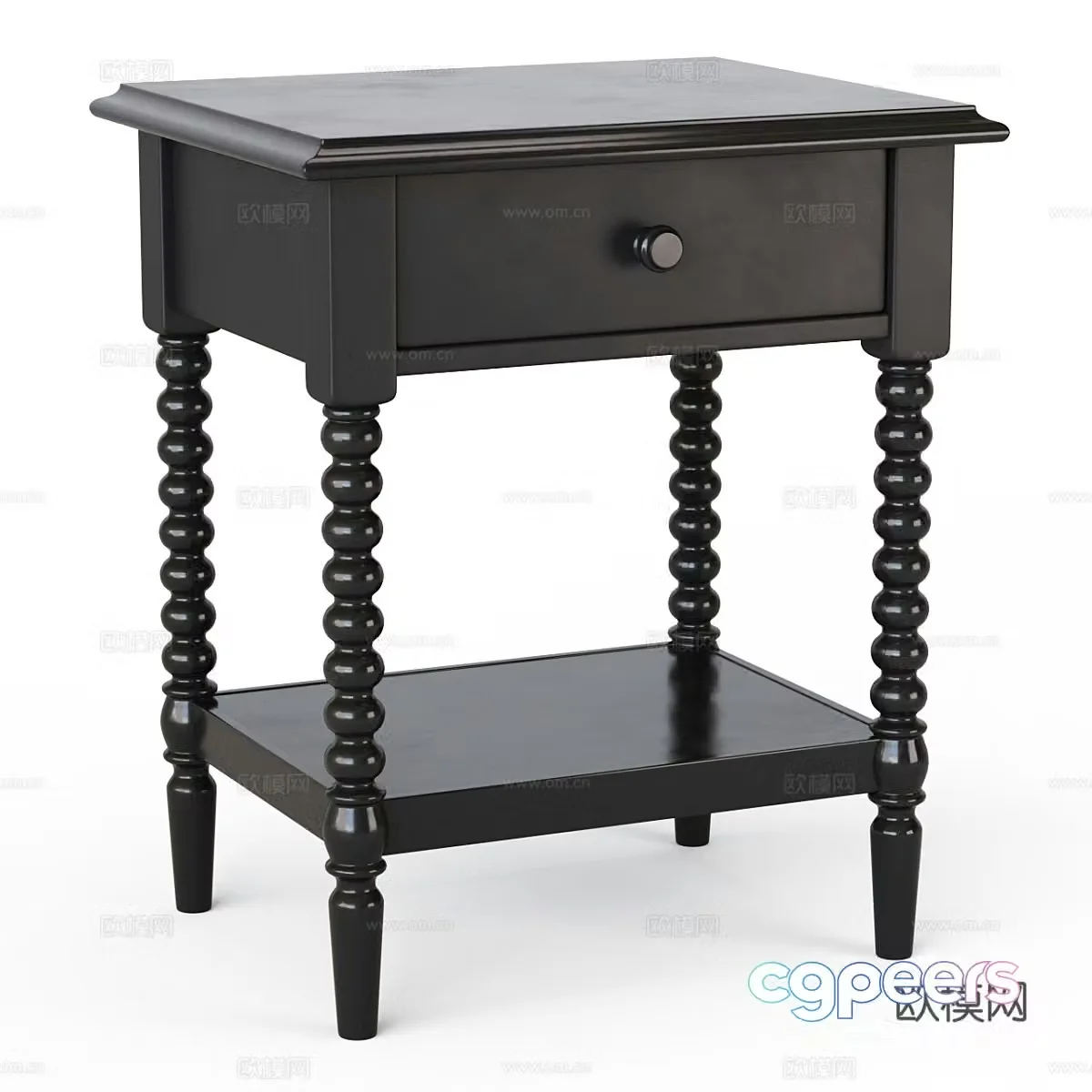 American bedside table 3D model