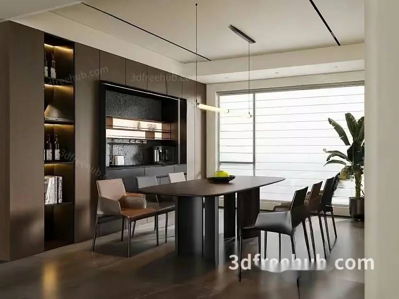 Modern Dining Room 3D Model – 19302 – VRAY Render