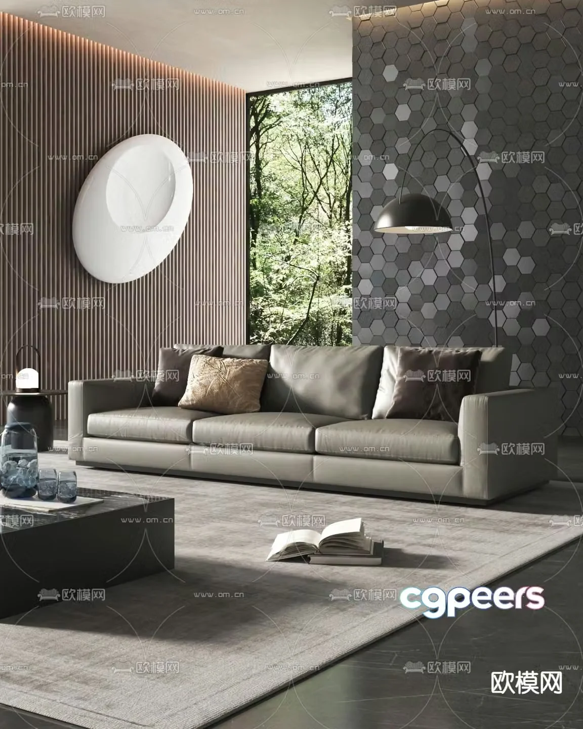 3D model of three seater sofa