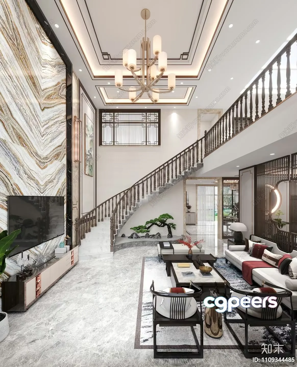 Modern Living Room 3D Model – 107 – VRAY Render