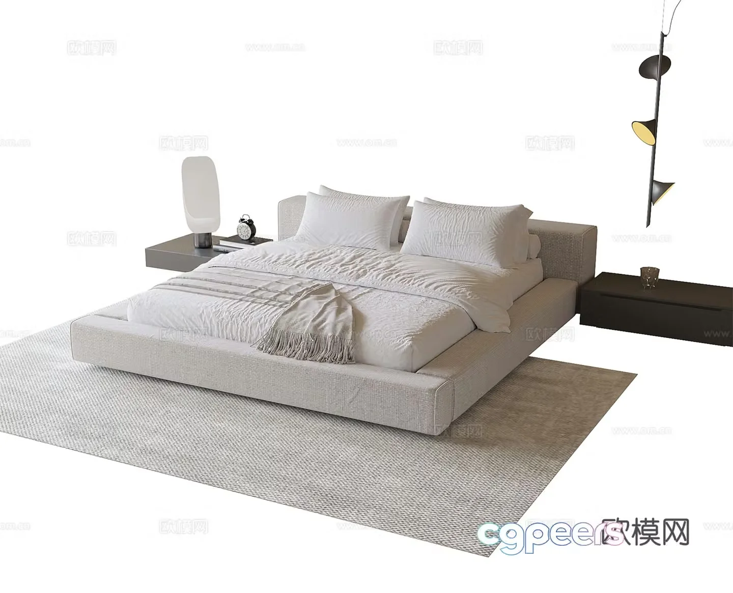 Modern double bed bedside chandelier 3d model