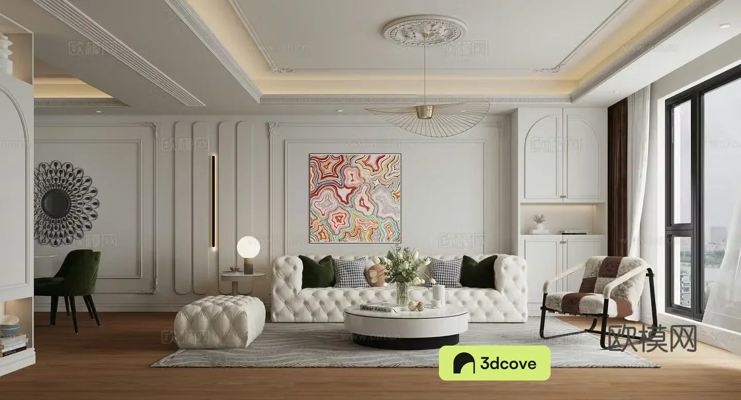 Modern French living and dining room