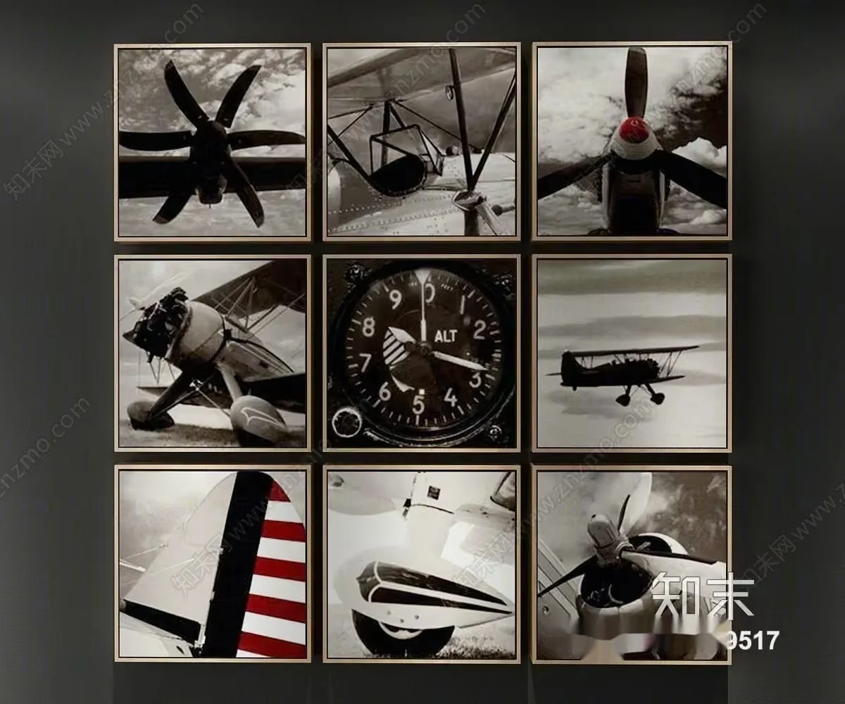 A Collection Of Vintage-Style Airplane Images 3D Model – 20549 – VRAY Render