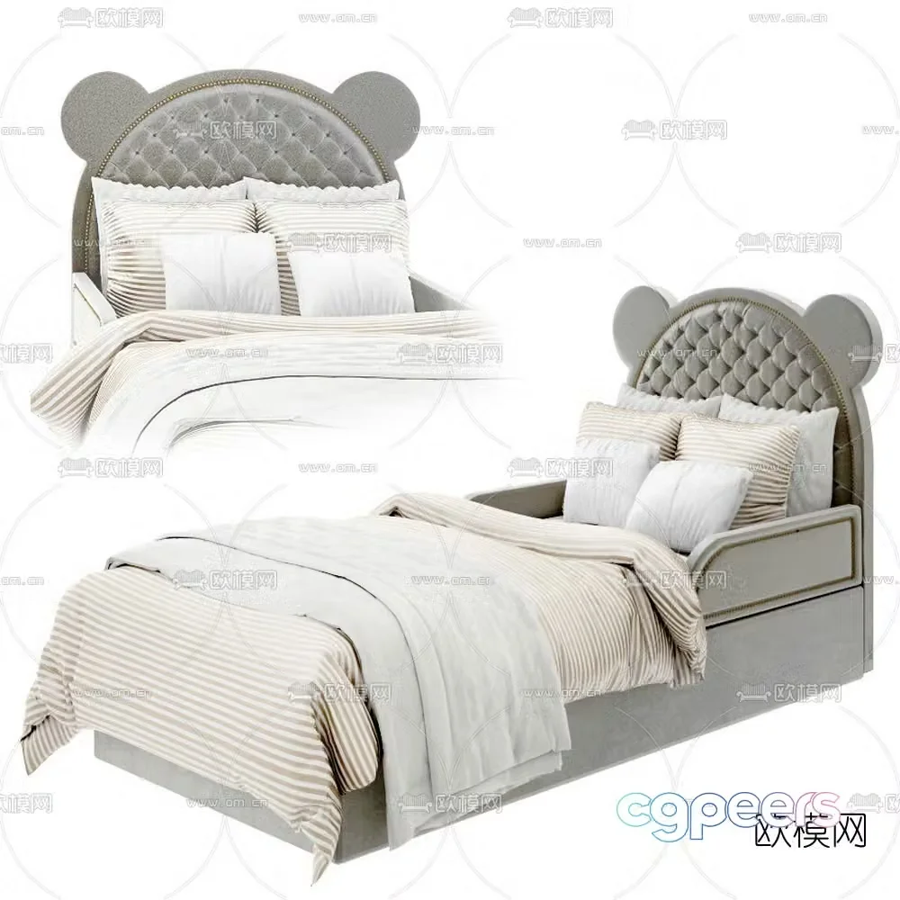 American fabric children’s bed 3D model