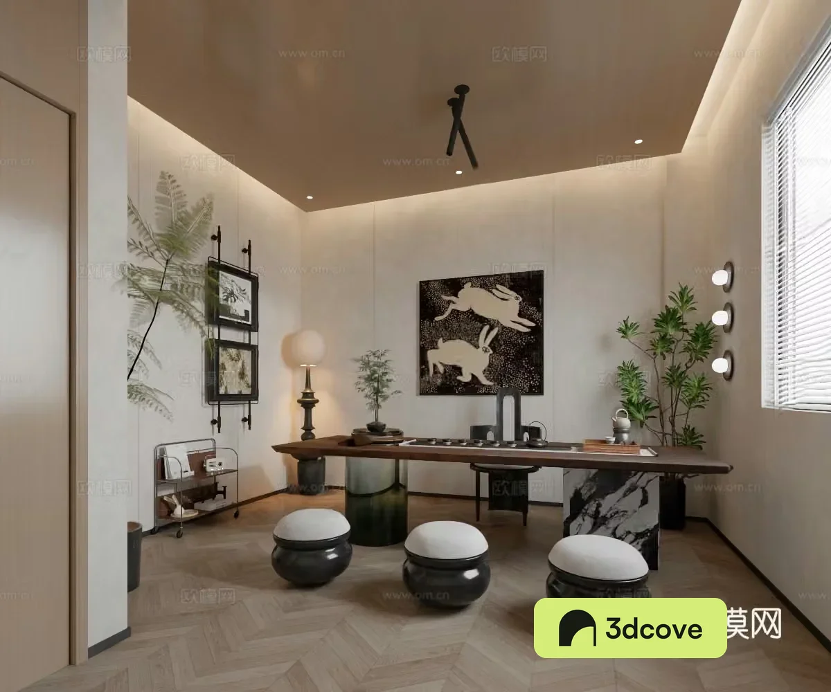 Middle-aged tea room 3D model