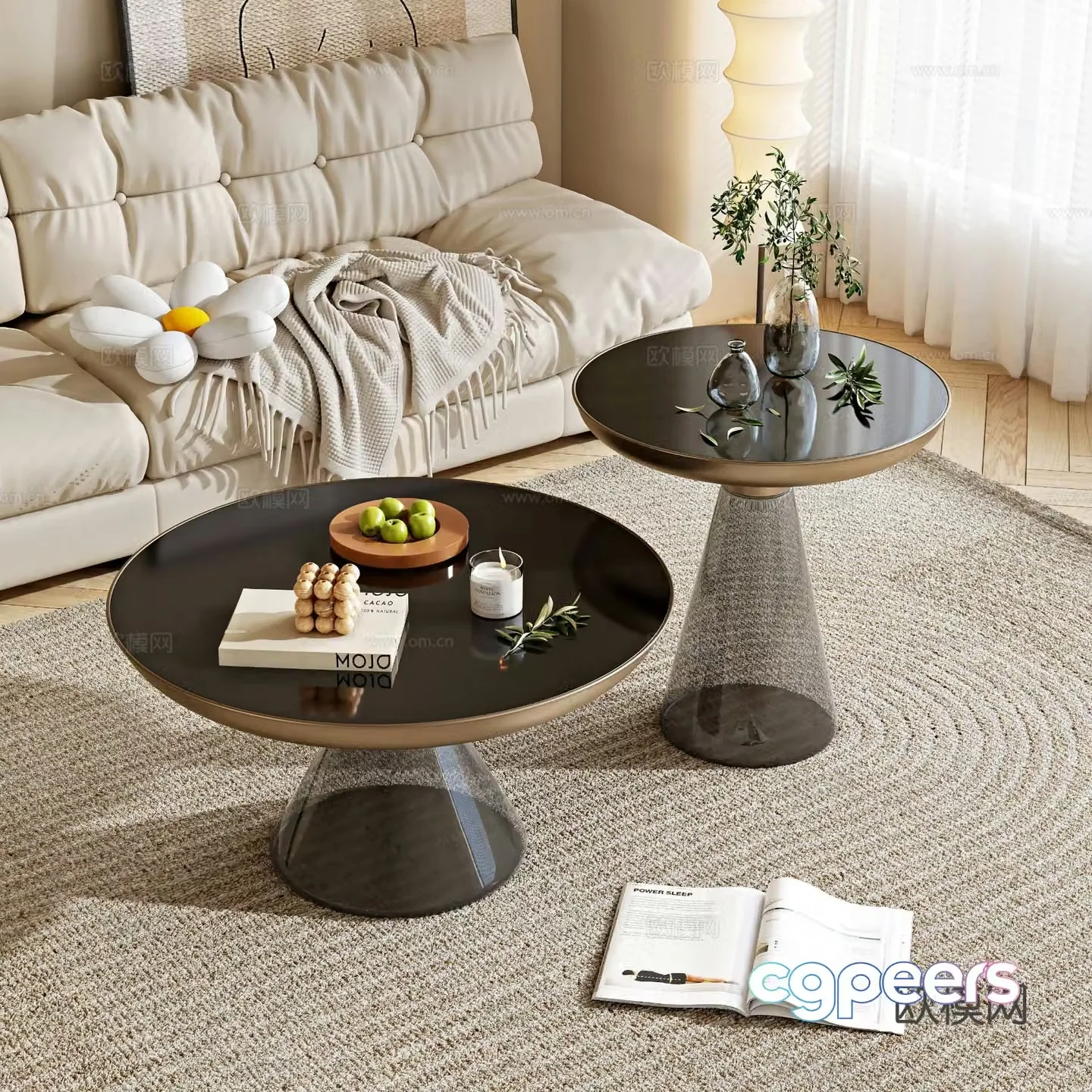 Modern double coffee table 3d model
