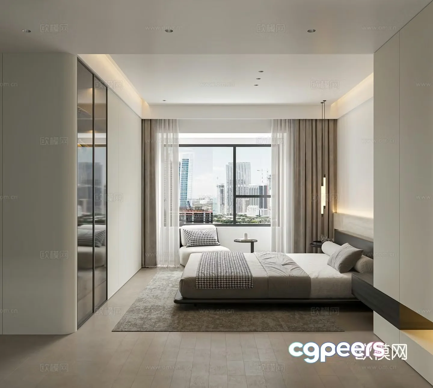 Modern minimalist master bedroom 3d model