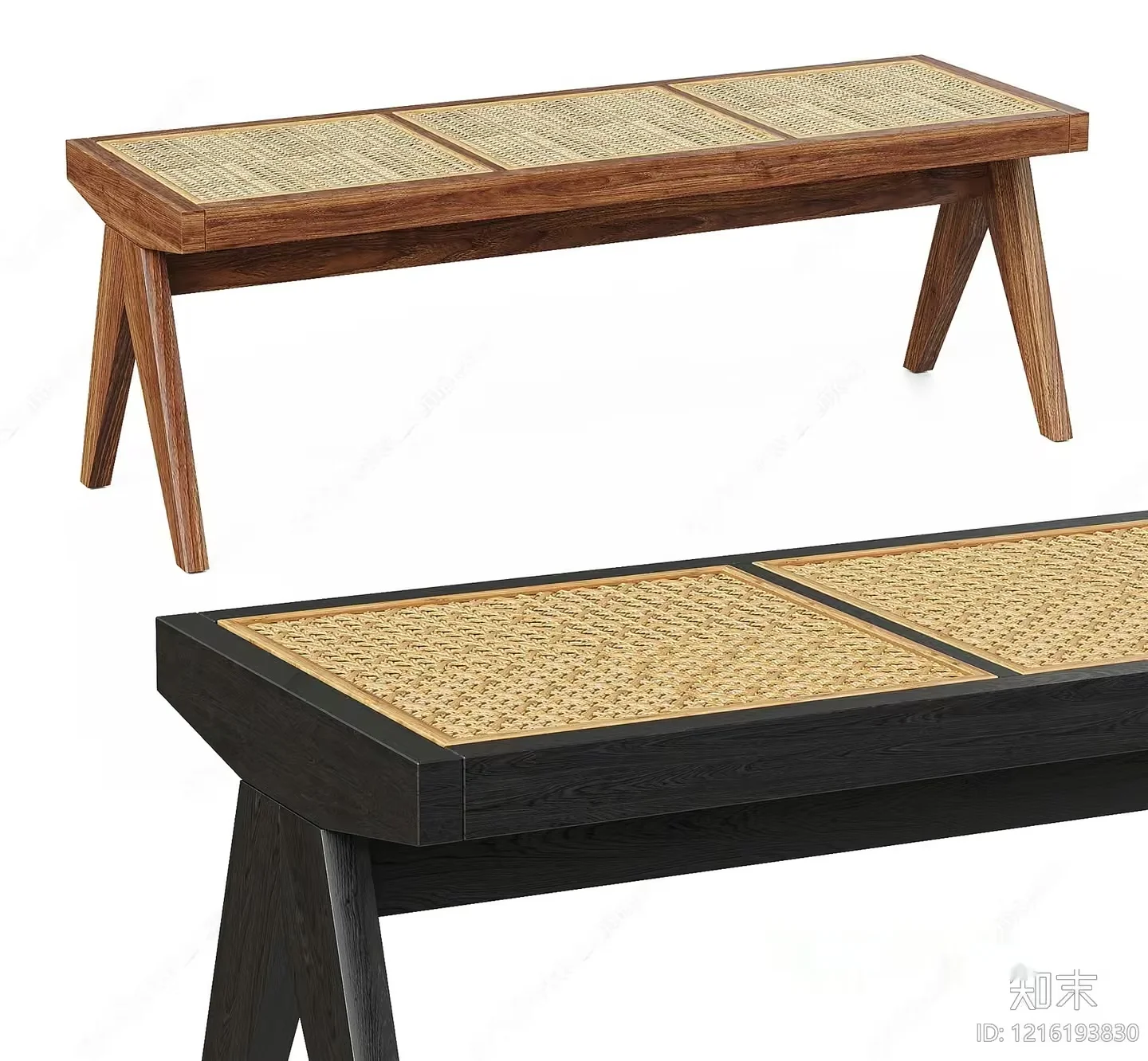 Mid-Century Modern Bench 3D Model – 16500 – VRAY Render