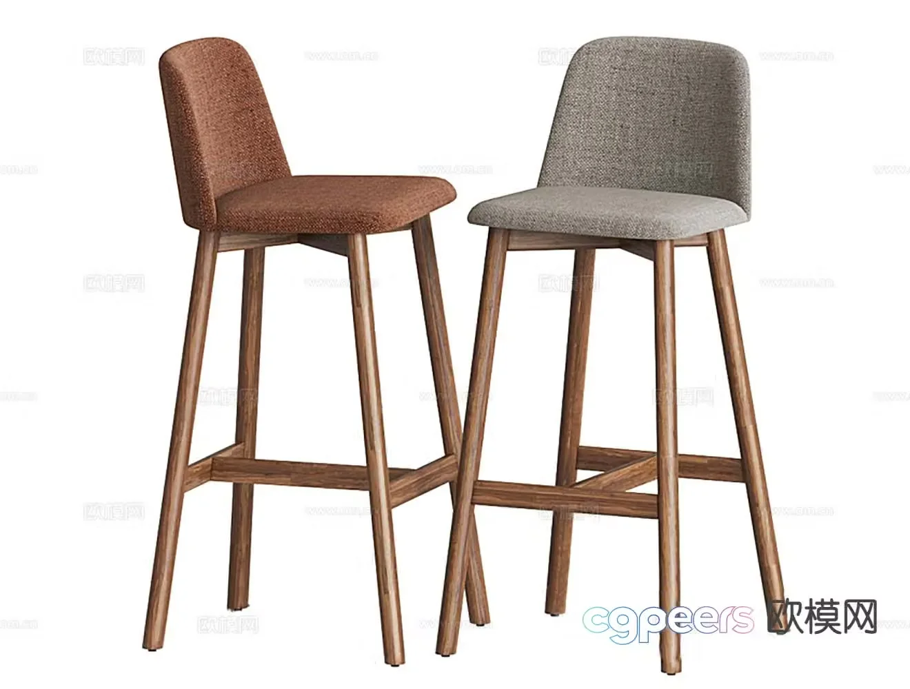 Nordic bar stool bar stool high stool 3d model