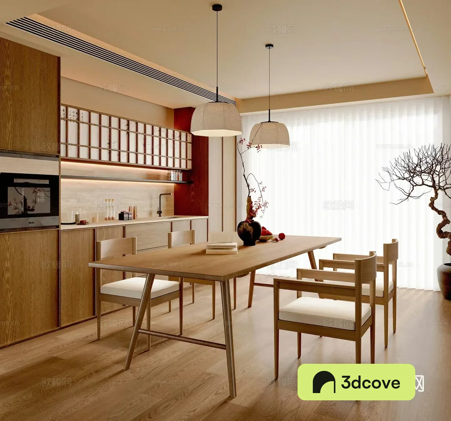 New Chinese restaurant Dining table and chairs Sideboard Decorative cabinet Chandelier Song style