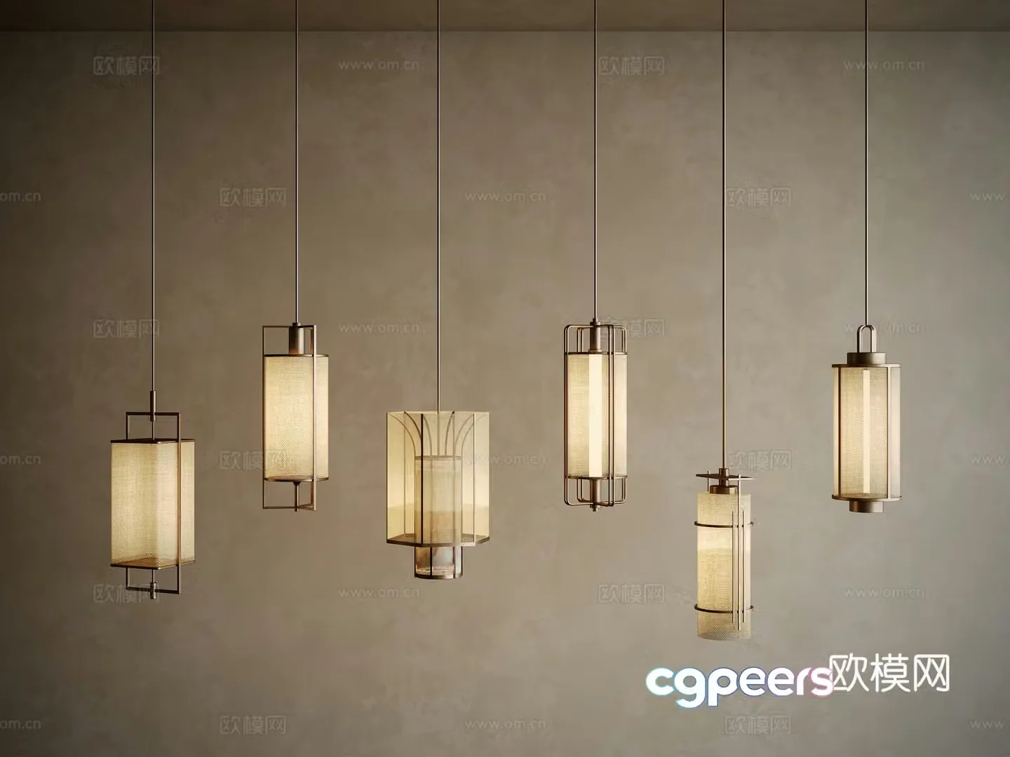 New Chinese style small chandelier 3D model