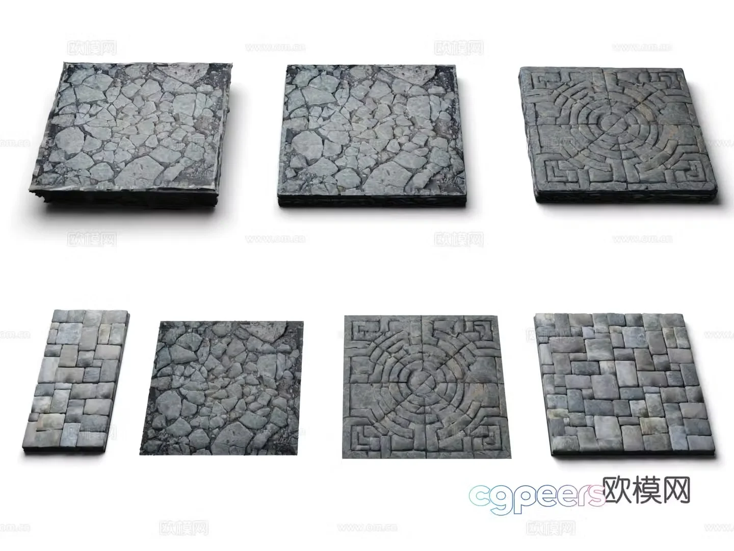 Outdoor floor stone paving 3d model