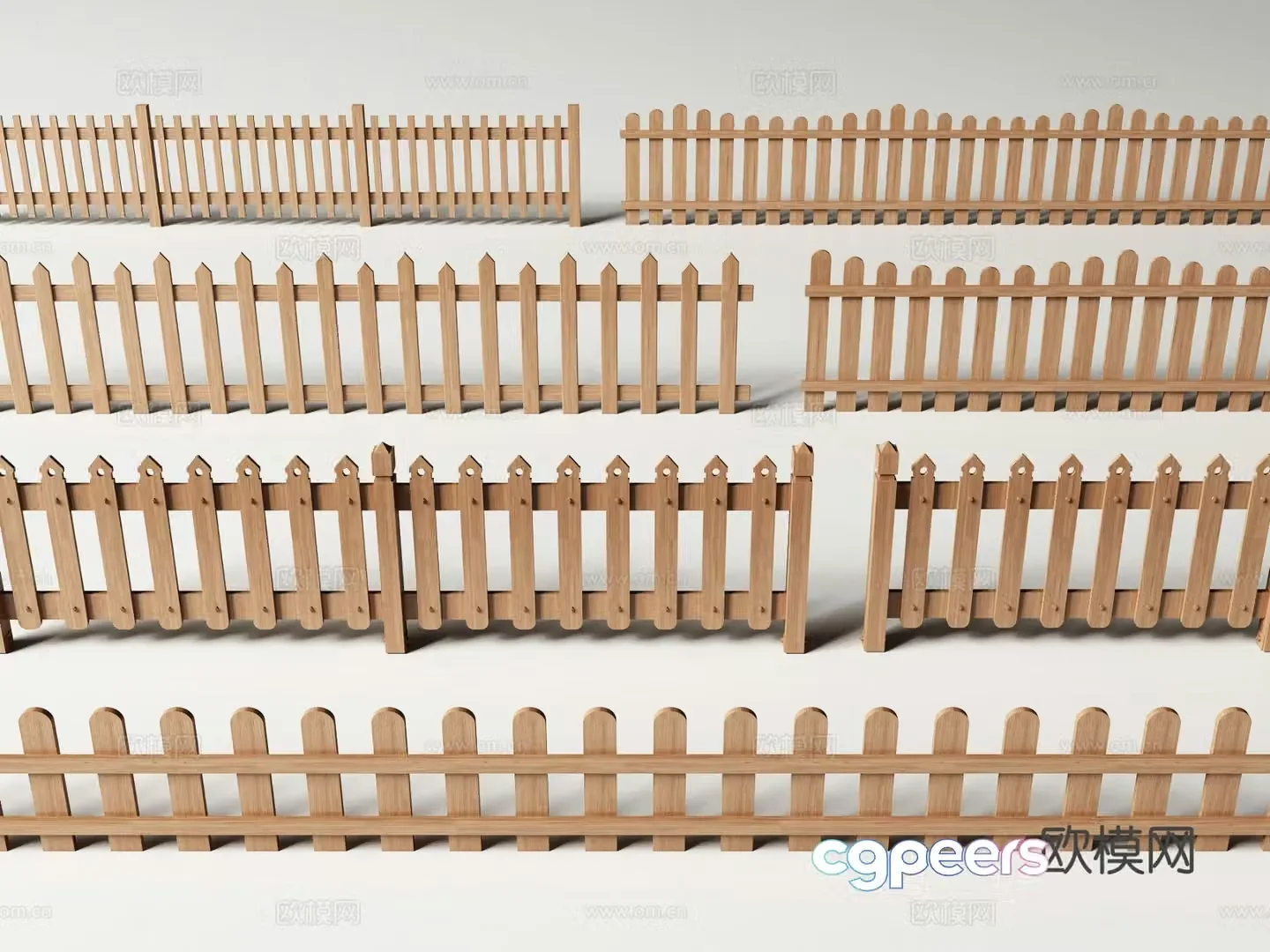 modern fence fence guardrail wooden fence garden fence 3d model
