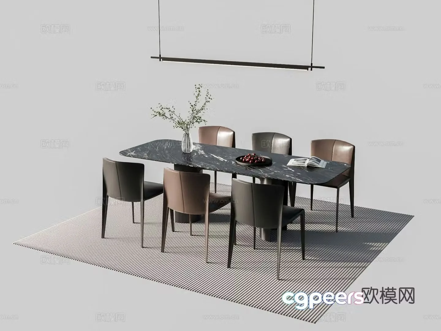 Italian dining table and chairs 3d model