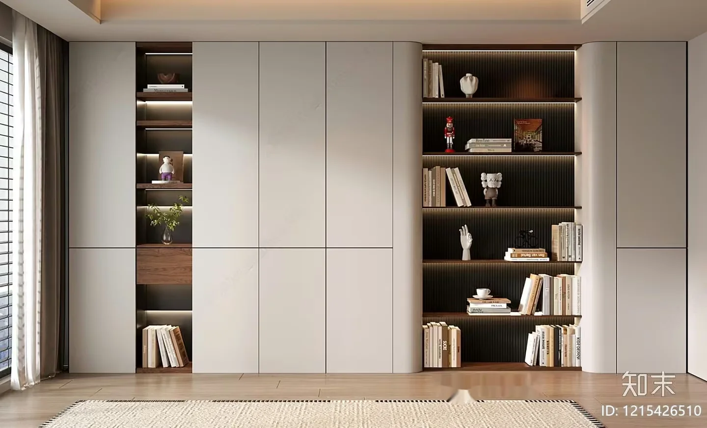 Modern White Bookshelf 3D Model – 13123 – VRAY Render