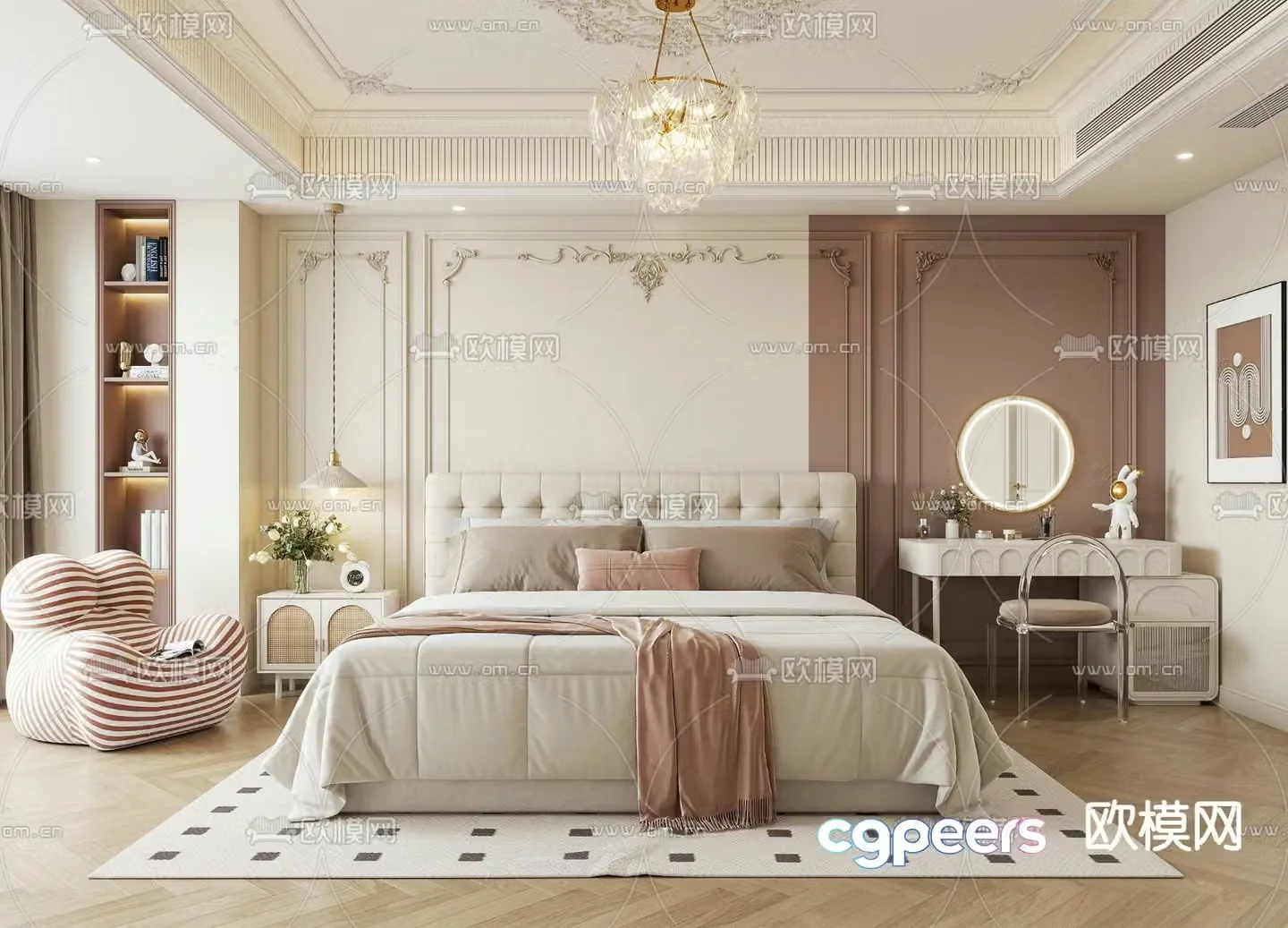 French bedroom master bedroom master room 3d model
