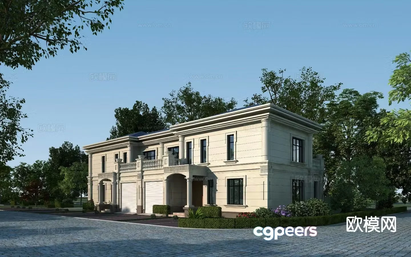 3D model of the appearance of a simple European duplex villa