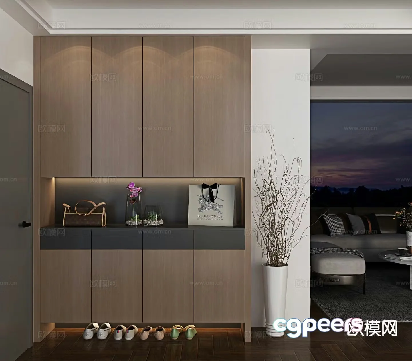 Italian shoe cabinet customized entrance cabinet 3D model