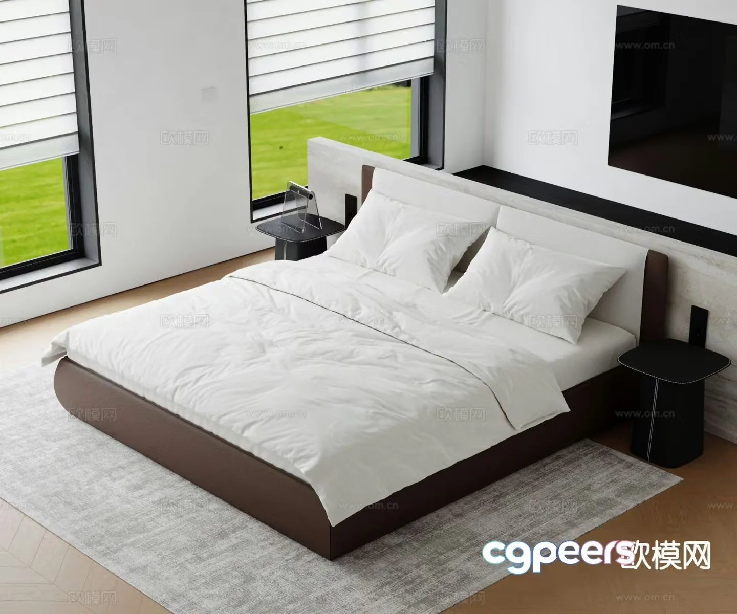 Modern double bed 3d model