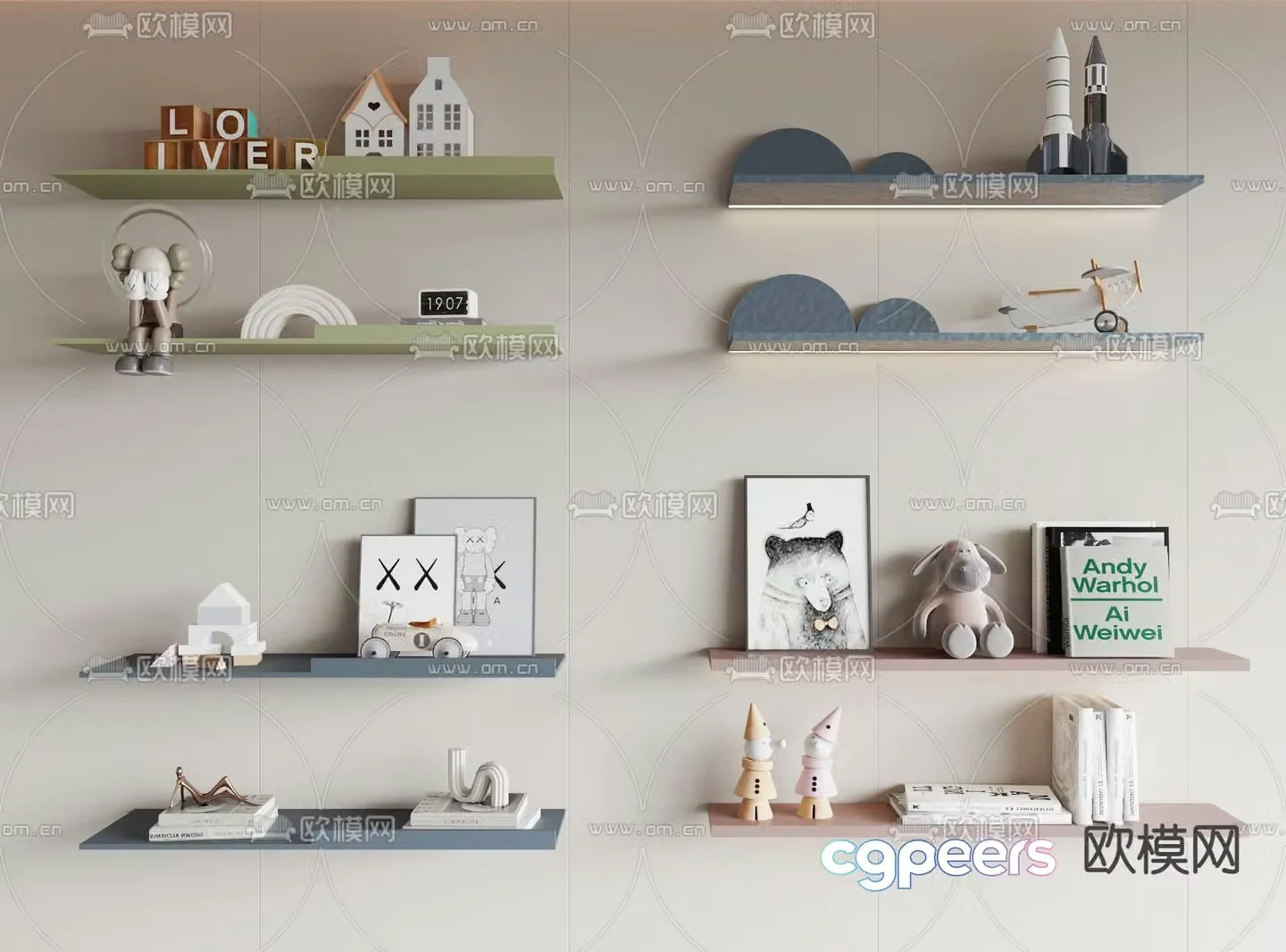 Children’s shelf wall cabinet 3D model