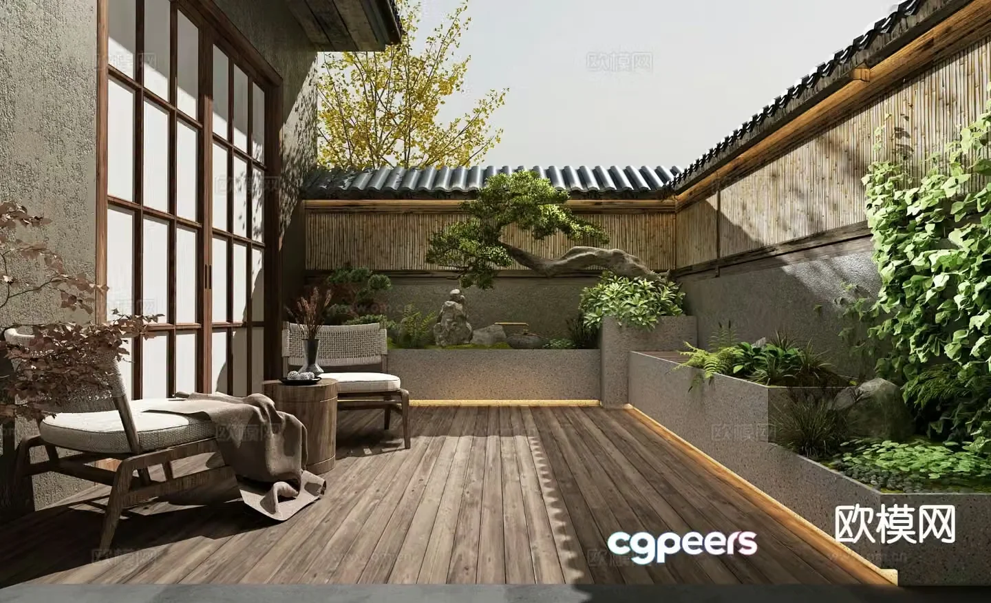 Courtyard landscape garden 3d model