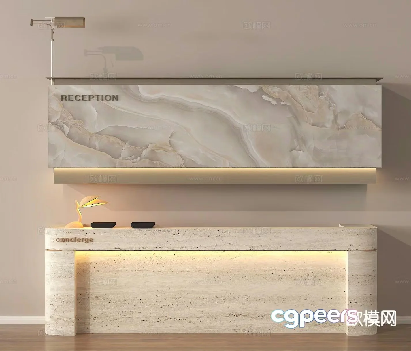 Modern front desk reception desk information desk service desk 3d model