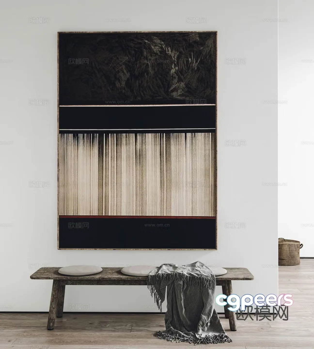 Modern hanging paintings decorative paintings stools 3D model