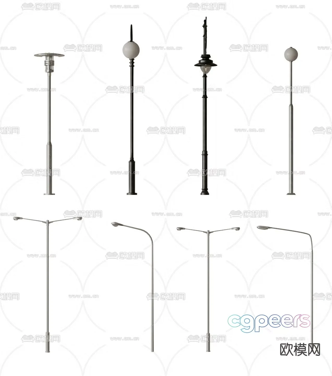 Street lights one-arm street lights courtyard street lights landscape street lights 3D model