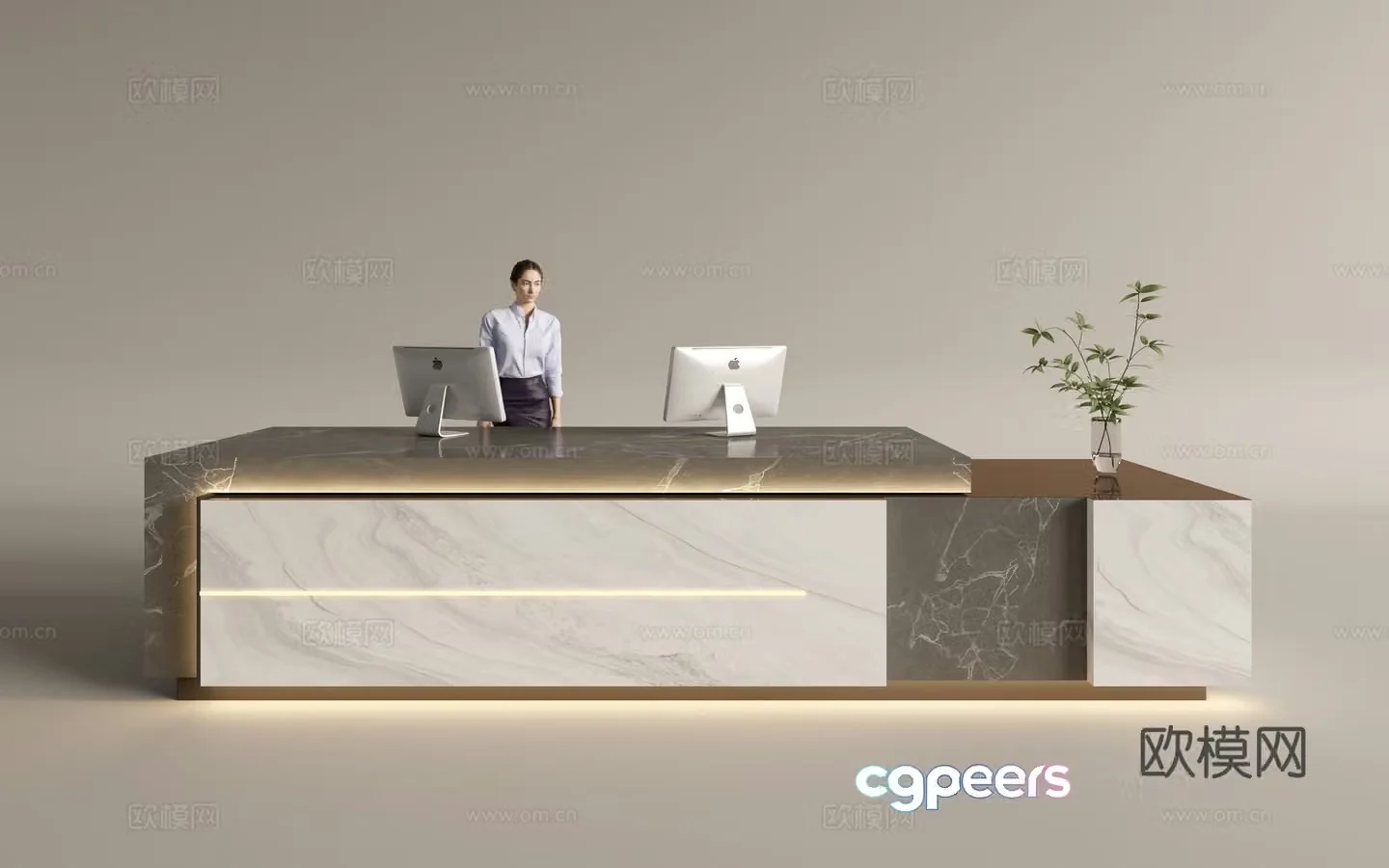 Modern company front desk reception area bar reception desk service desk 3d model