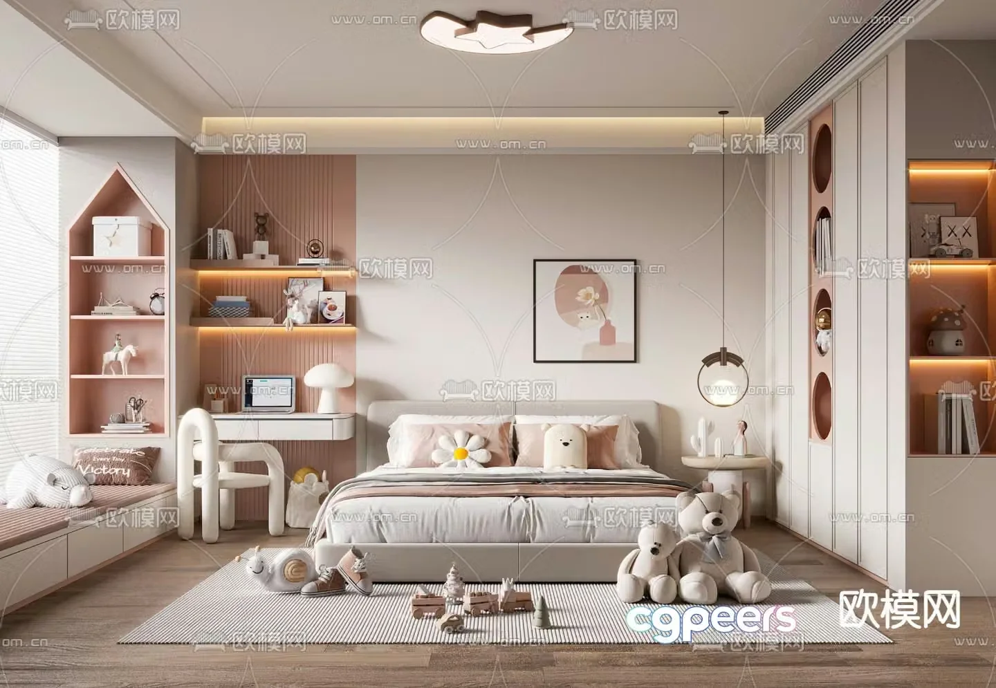 Modern children’s room children’s room girls’ room 3d model