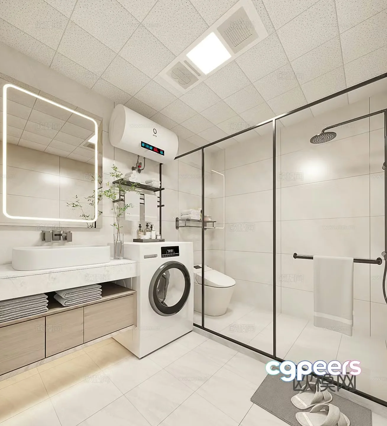 Modern minimalist style bathroom 3D model