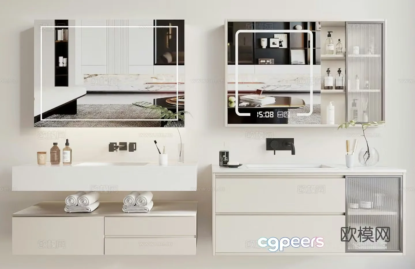 Modern bathroom cabinet sink mirror cabinet 3d model