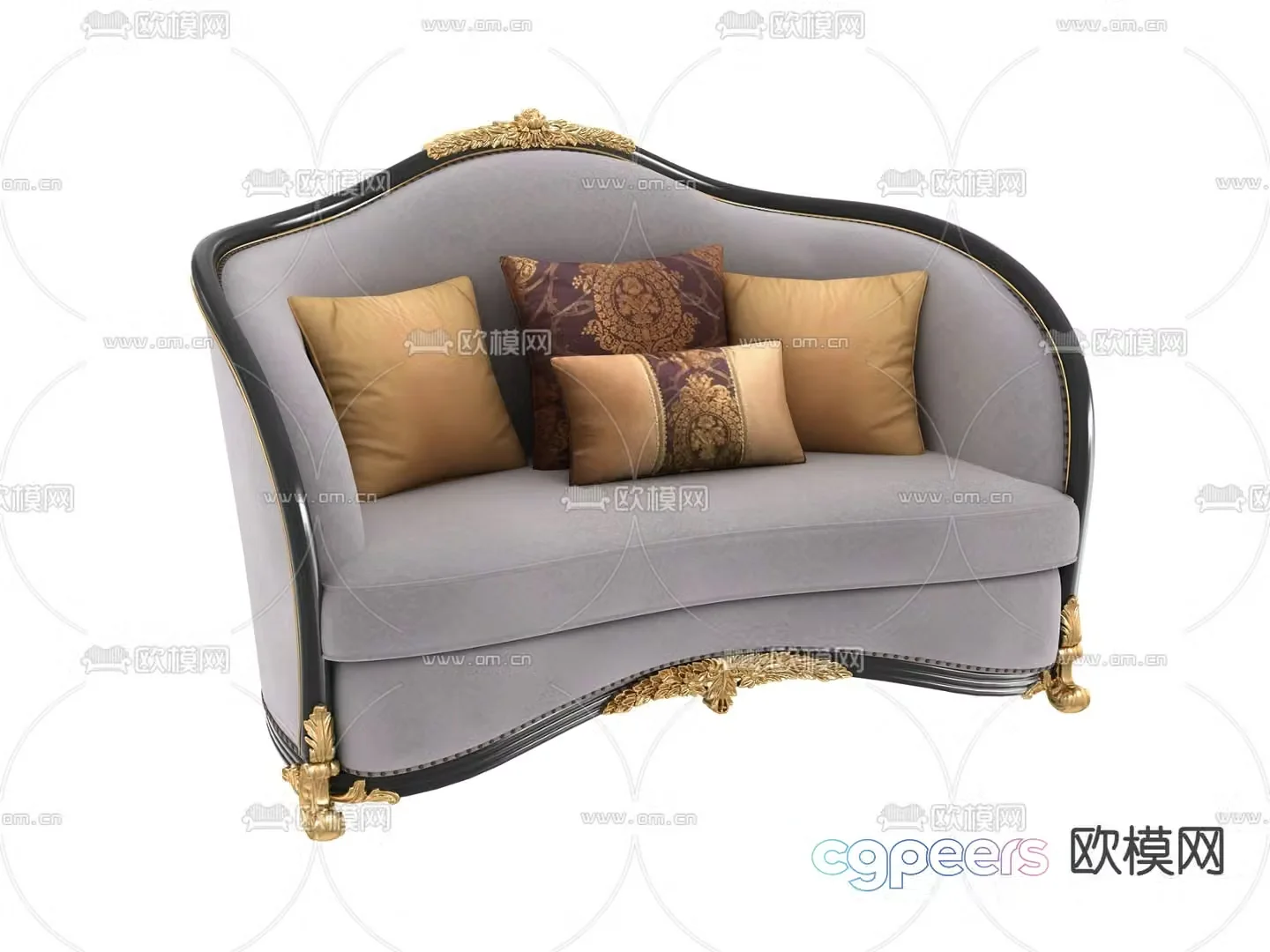 French double sofa 3d model