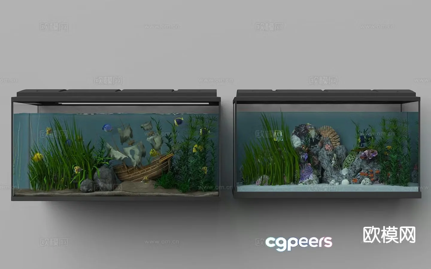 Modern fish tank aquarium 3d model